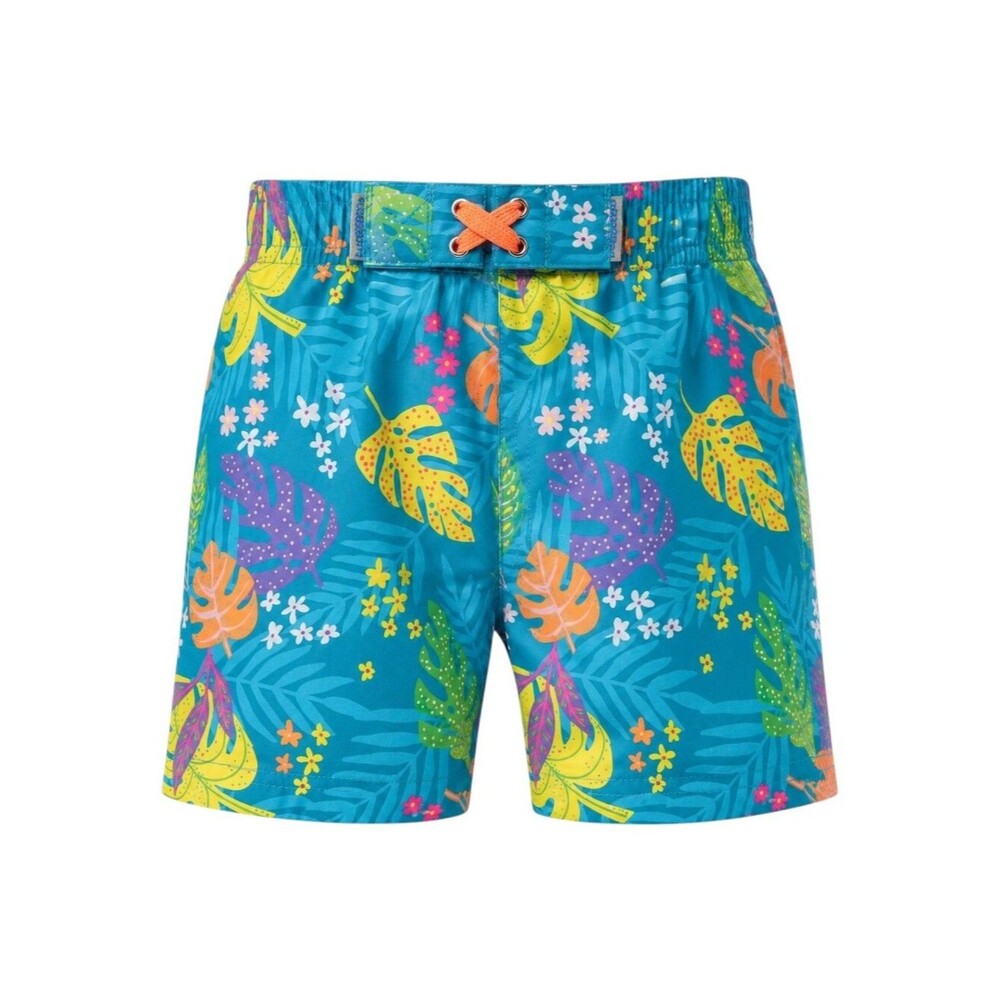 Rugged Butts Neon Tiki Vibes Colorful Bright Florescent Swim Trunks Boys 18-24mo